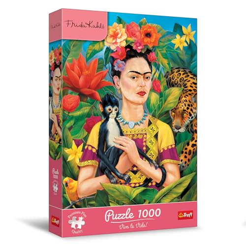 Trefl Premium Plus Quality - Puzzle Frida Kahlo, Retrato en la Selva - 1000 Piezas, Serie de Rompecabezas de la Artista Frida Kahlo, para Adultos y niños a Partir de 14 años