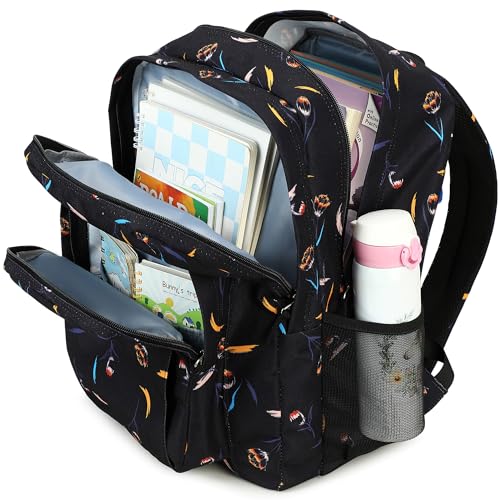 abshoo Classical Basic Floral Womens School Backpack For College Teen Girls Water Resistant Bookbag (Floral Black C)