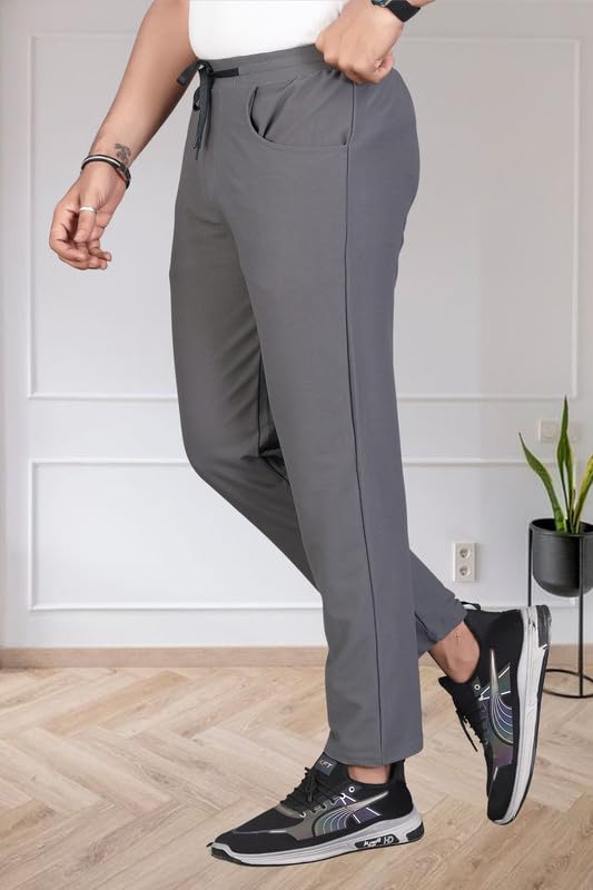 Image of HOODMASTER Men's Polyester Blend Track Pant with Drawstring Classic Style Regular Fit Solid Pattern and Standard Length | Mens Casual Daily Use Track Pants | Soft Fabric Modern Casual Track Pant