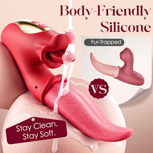 Rabbit Ears Pleasure Toy Automatic Control Adult Toy for Women 7.87 Inch Realistic Silicone Dick with Strong Suction Cup for Hands-Free Play - Soft Sensory Accessories Portable Gifts (Red) - Image 3