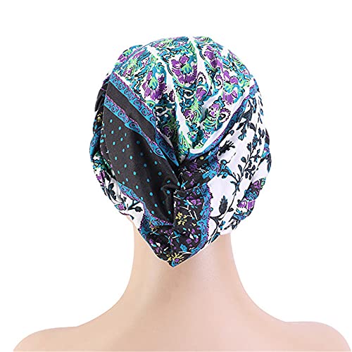 Image of Qianmome 4 Pieces Braid Knot Lady Head Scarf Hijab Bohemia Style Turban Hat Muslim Inner Hijab for Women Bandana Cap