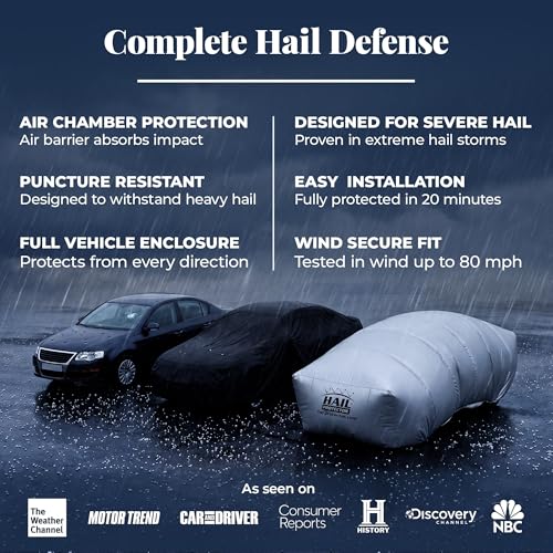 Image of Hail Protector Car Cover, Inflatable Hail Proof Shield for Cars, Portable Protection Against Any Size Hailstones, Complete System - CAR1 (Silver)