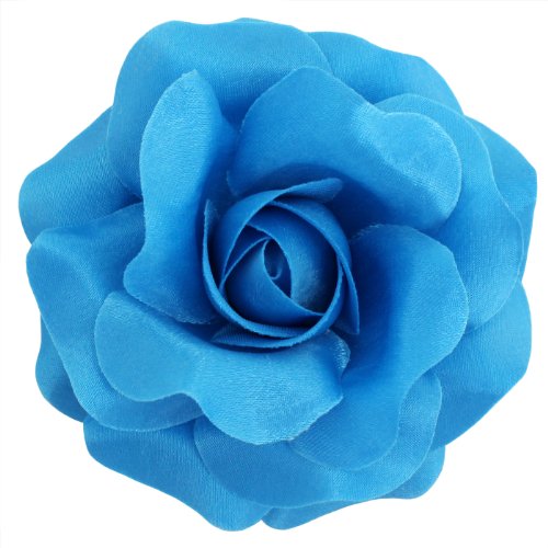 Sara Monica Flower Hair Clip and Pin: Rose: Made in the USA (Turquoise)