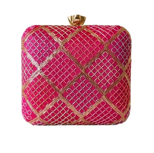 Embroidered Sequin Evening Square Clasp Clutch for Women-image-17