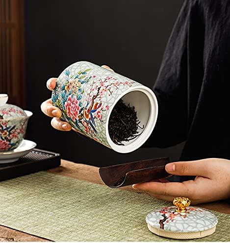 HLONGG 3Pcs Ceramic Tea Jar Vintage Chinese Style Storage Jars Coffee Bean Storage Jar Tea Tins Cans Canister Traditional Tea Caddy Sealed Lids Home Kitchen Dining Decoration,3pcs