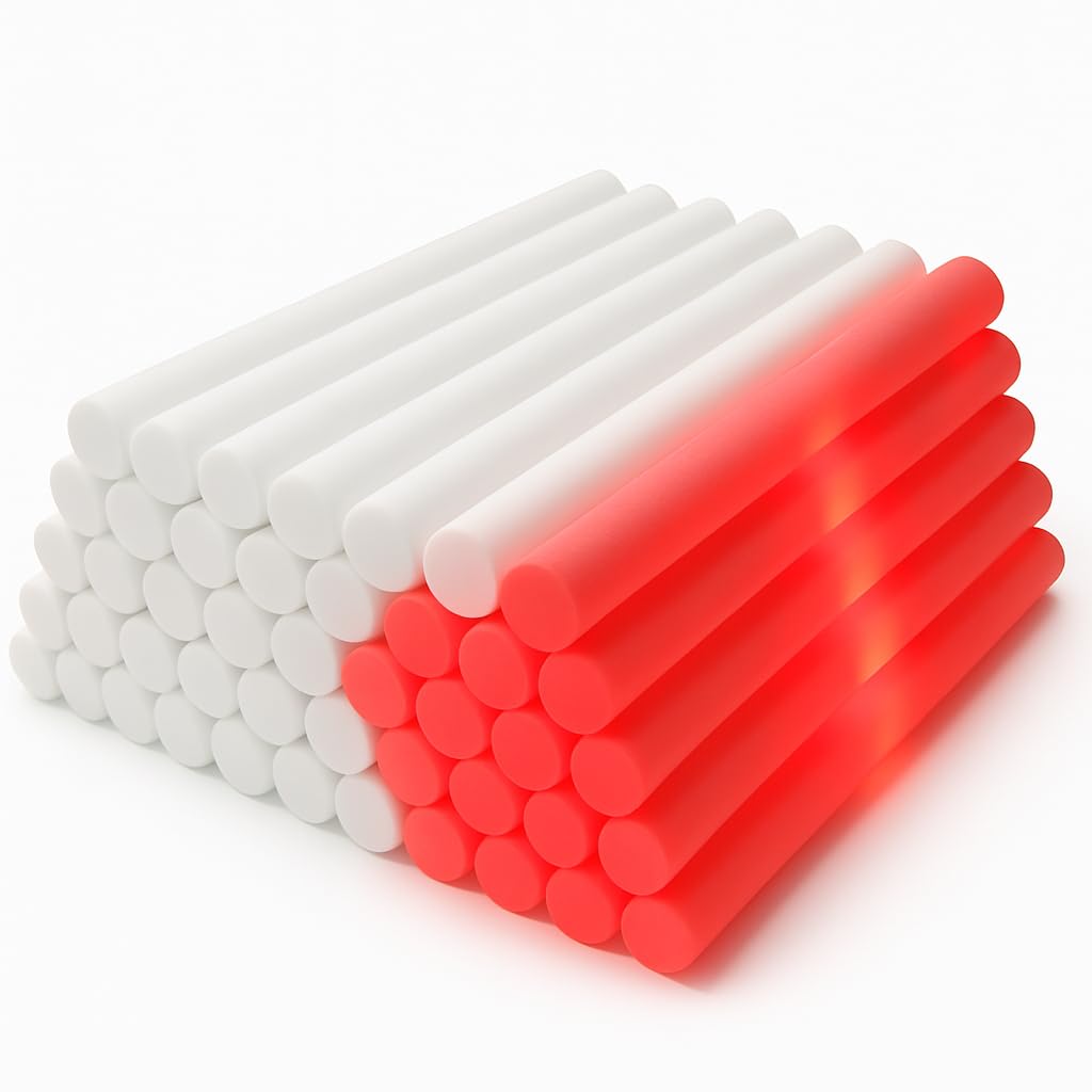zenda Club - Palo luminoso LED de espuma roja 48 cm (30 piezas) - 3 modos intermitentes - brillo LED para fiesta, concierto, boda, cumpleaños, larga duración 8H