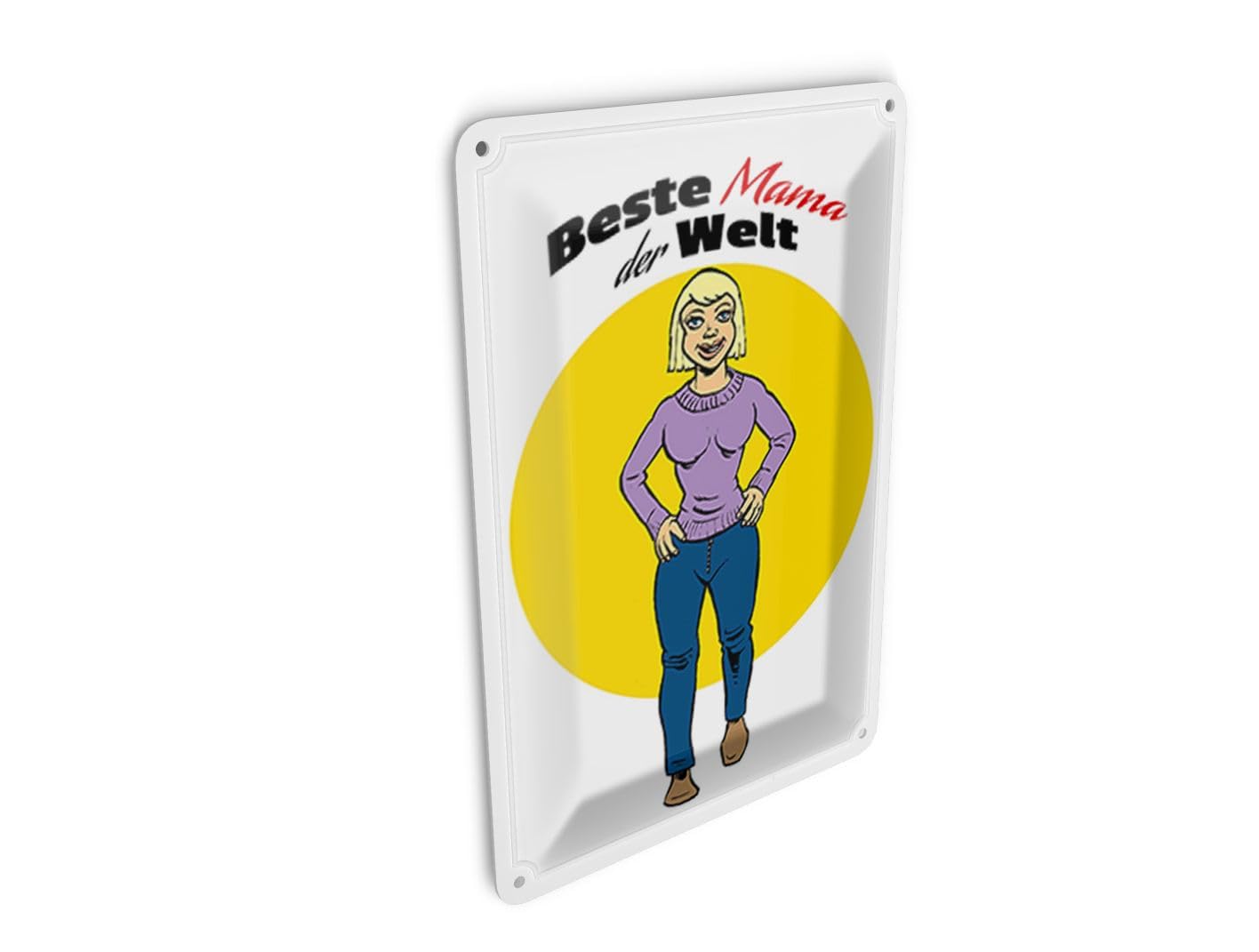 Femer Girls Multicoloured Tin Postcard Saying 10 X 14 Cm Beste Mama Der Welt Metal Decorative Sign