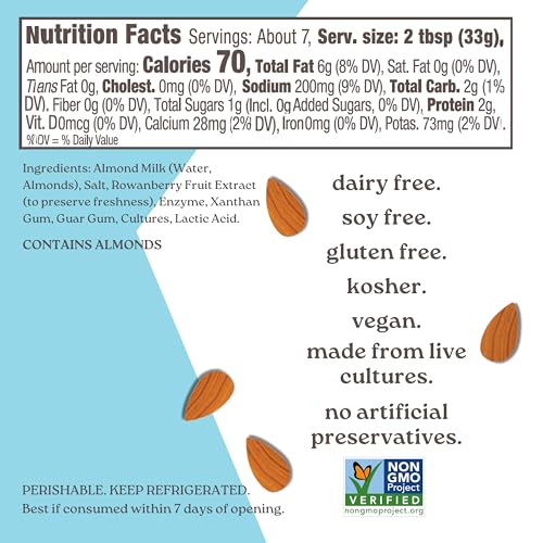 Kite Hill 0856624004081 Plain Almond Milk Cream Cheese Style Spread, 8 Ounces, Dairy Free, Whole 30 Approved, Gluten Free, Non-Gmo, Vegan thumb #2