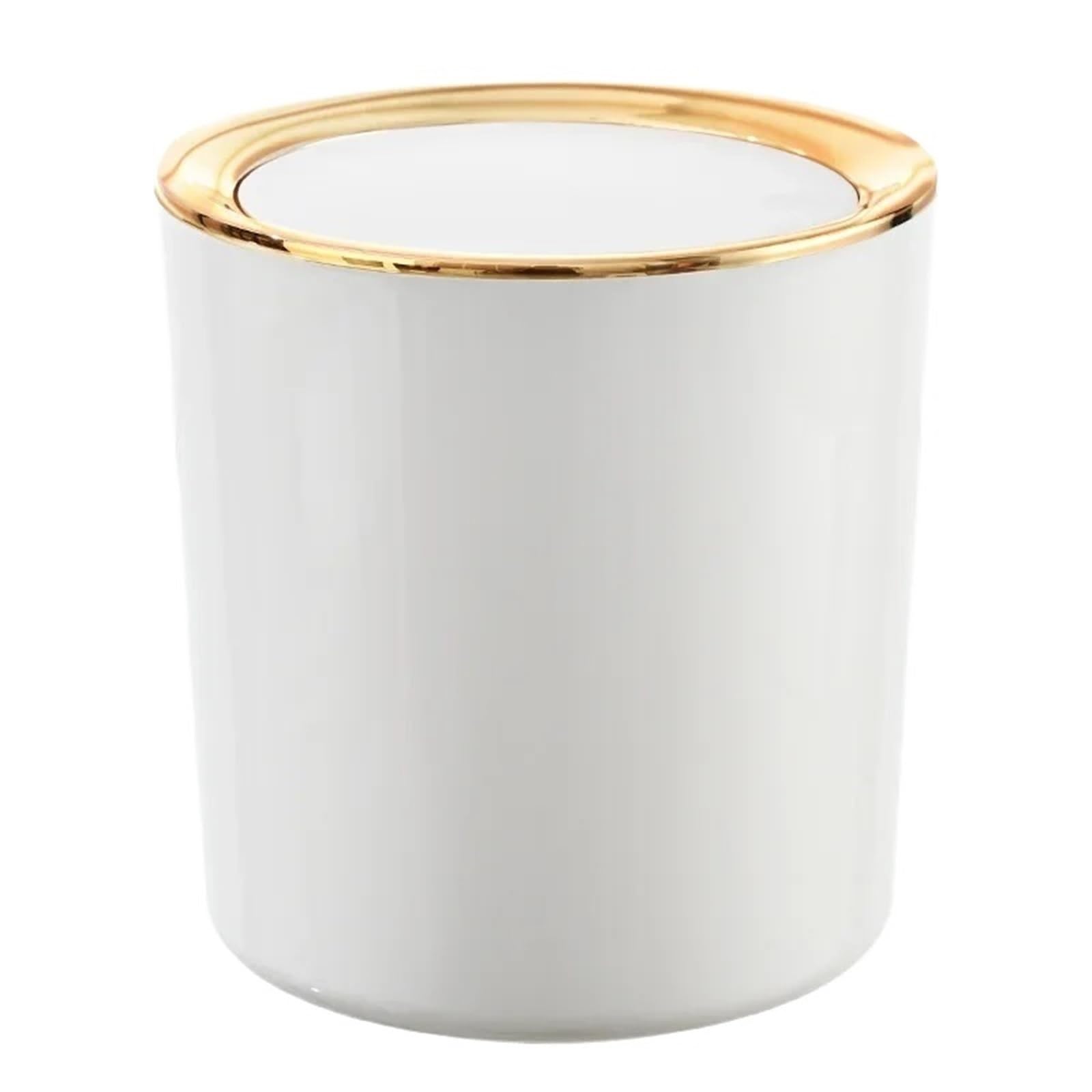 Mini Press Lid Wastebasket, Mini Desk Plastic Trash Can Multicolor 14.2x15cm(White)