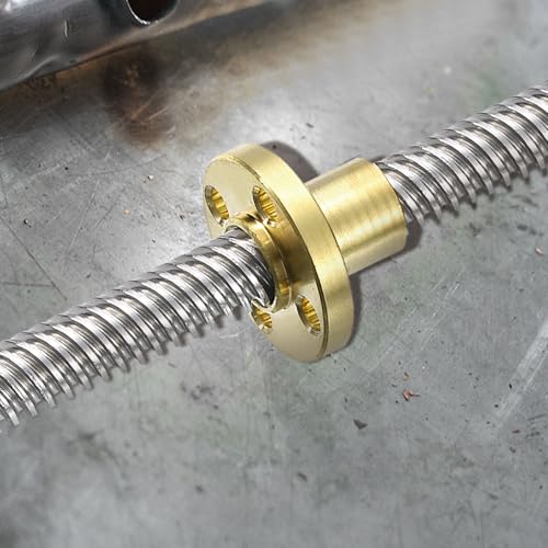 QUARKZMAN 2 Stück Tr10x8 4-Gängige Messing Flanschmutter, 2mm Teilung​8mm Steigung Trapezgewinde-Spindelmutter mit 4 3.8mm Bohrungen, 32mm AD x 19mm Dicke