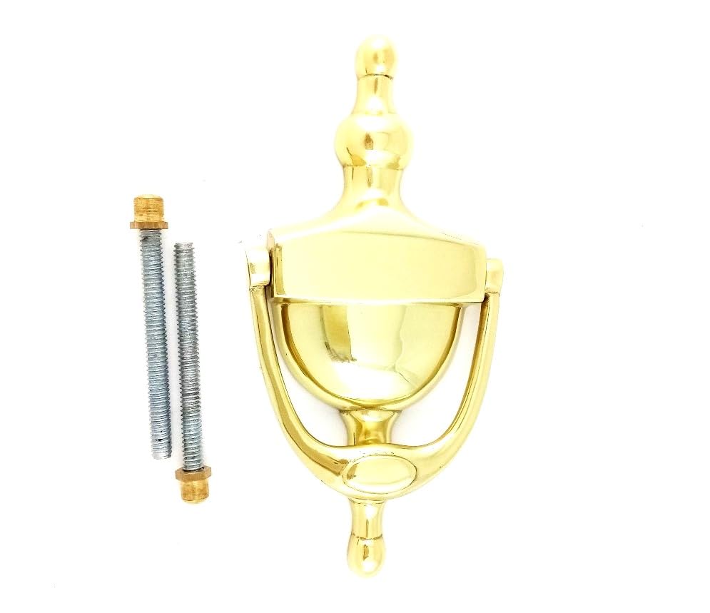 EuroArt Urn Style Door Knocker, Solid Metal, Decorative, Traditional Design, Front Door Hardware (Polished Brass, 150mm)