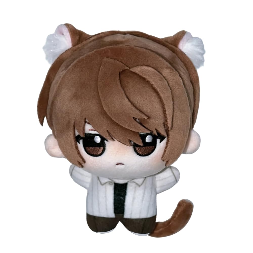 Zhongkaihua Light Yagami/L Plush Cat Ear Styling 10CM, Anime Soft Figure Manga Character Pendant Gifts, Room Hanging Cartoon Backpack Ornament