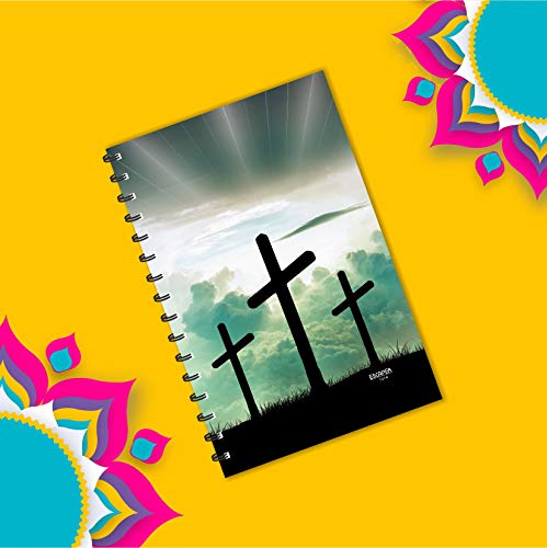 Image of ESCAPER Jesus Cross Diary (A5 Size - 8.5 x 5.5 Inches - 160 Pages - Ruled), Spiral Notebook, Notepad for Writing Notes