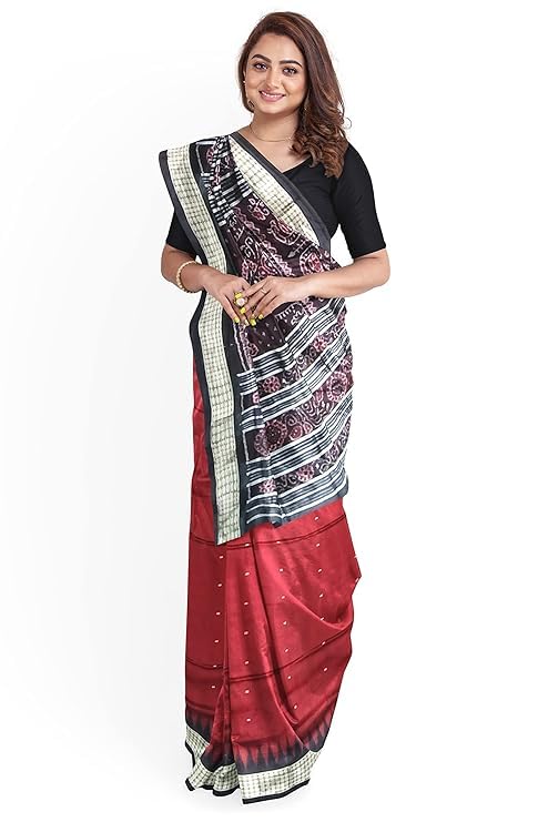Image of Handmade Pure Bomkai Silk Saree Khandua Natural Silk Ikkat Saree For Women /Ethnic Wear /Traditonal Saree /Handloom Saree With Regular Fit Blouse Piece