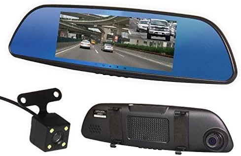 Amazon ドライブレコーダー ミラー型 バックカメラ付属 前方後方同時録画できる 7インチ大画面液晶搭載ドライブレコーダー ルームミラー型 前方 後方 同時録画 ドラレコ 7インチ液晶 フルhd バックカメラ バック連動 Gセンサー 12ｖ 24v対応 Microsd シガーアダプター