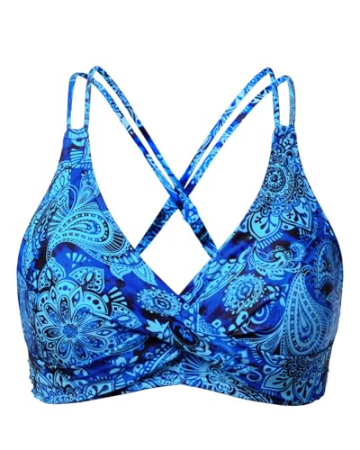 Image of Holipick Twist Front Bikini Tops for Women - Push Up Bathing Suit Top Padded Swimsuit Top