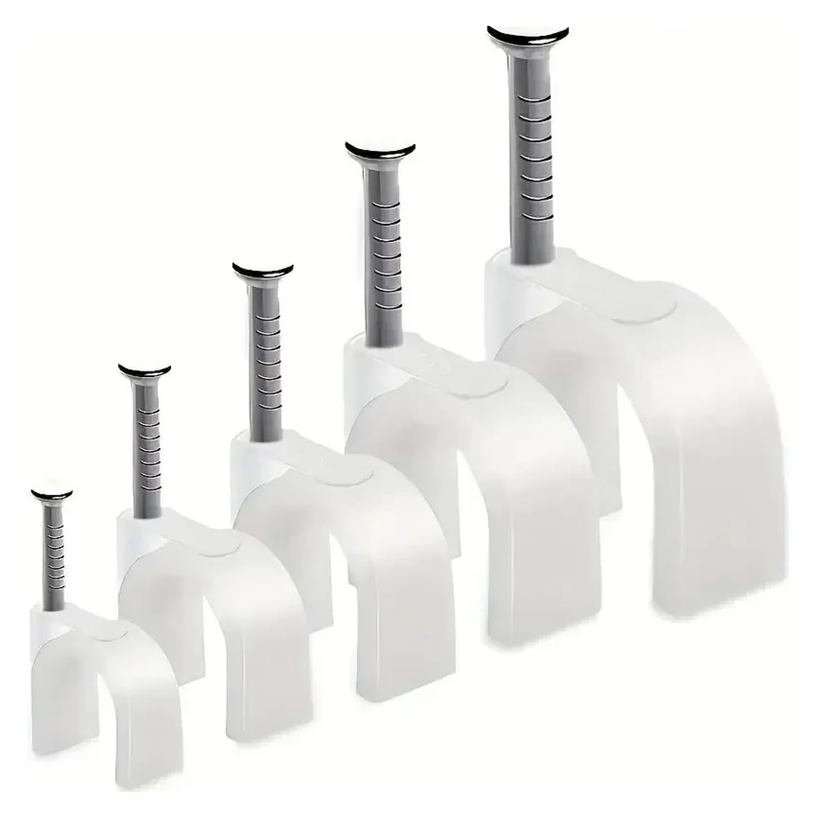 Agrafes de câble coaxial liaison clou en acier blanc 100 pièces 4/6/8/10mm for la gestion des câbles(White 6mm 100pcs)