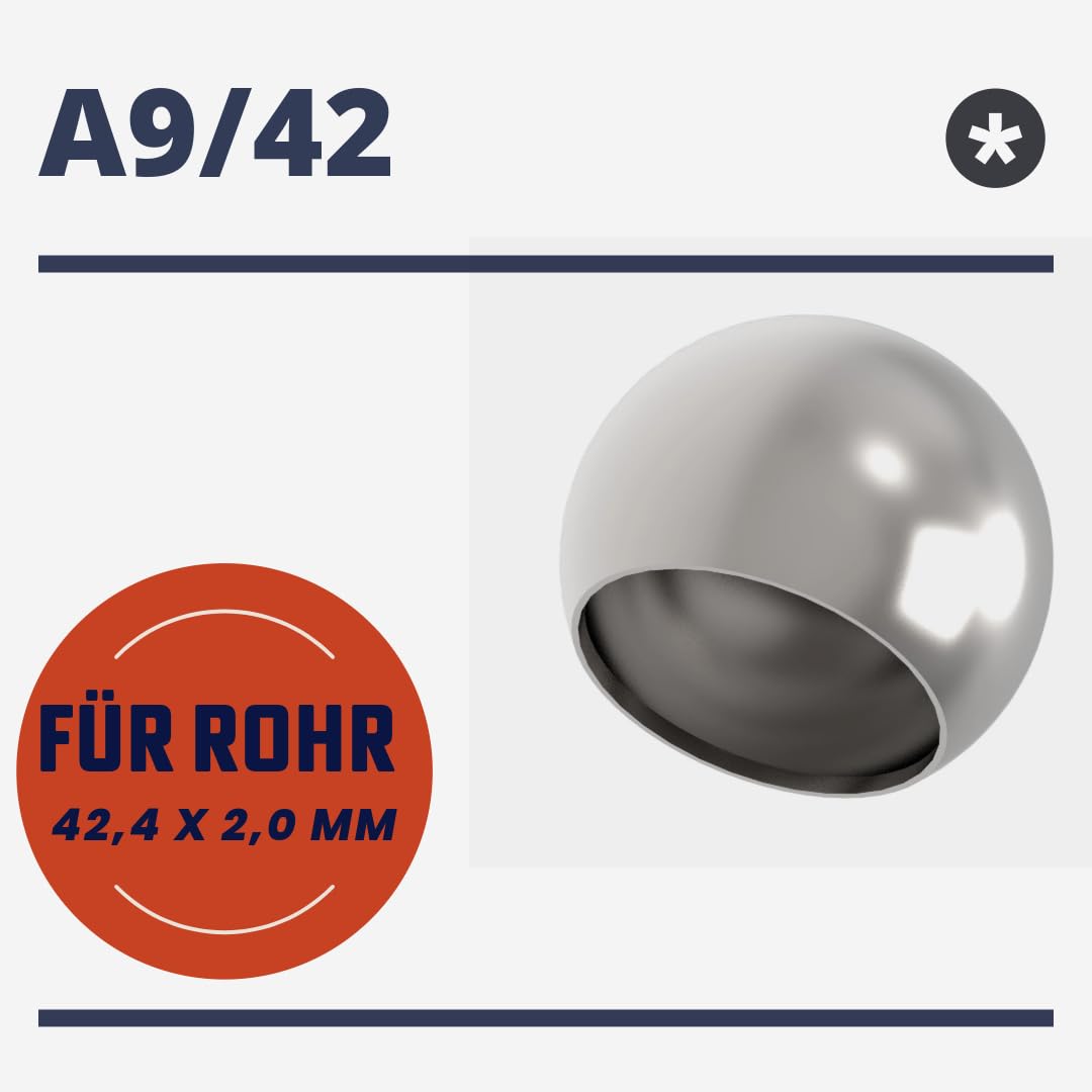 Chiusura Corrimano Tappi Terminali Acciaio Inox V2A - Per Ringhiere Tubi 42,4 Mm, Chiusura Bombata Chiusure Ringhiere Tubi - Foto 6