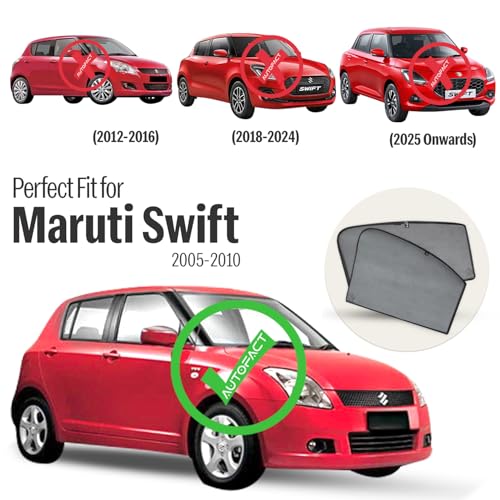 Image of Autofact Car Sunshades for Maruti Swift (2005 to 2010), UV Protection, Useful Car Accessories, Custom fit Sun Shades for Side Windows, Set of 4