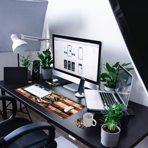 Desk Mat Gaming Mouse Pad 69.85x29.97 cm con diseño gato bandera miniatura 7