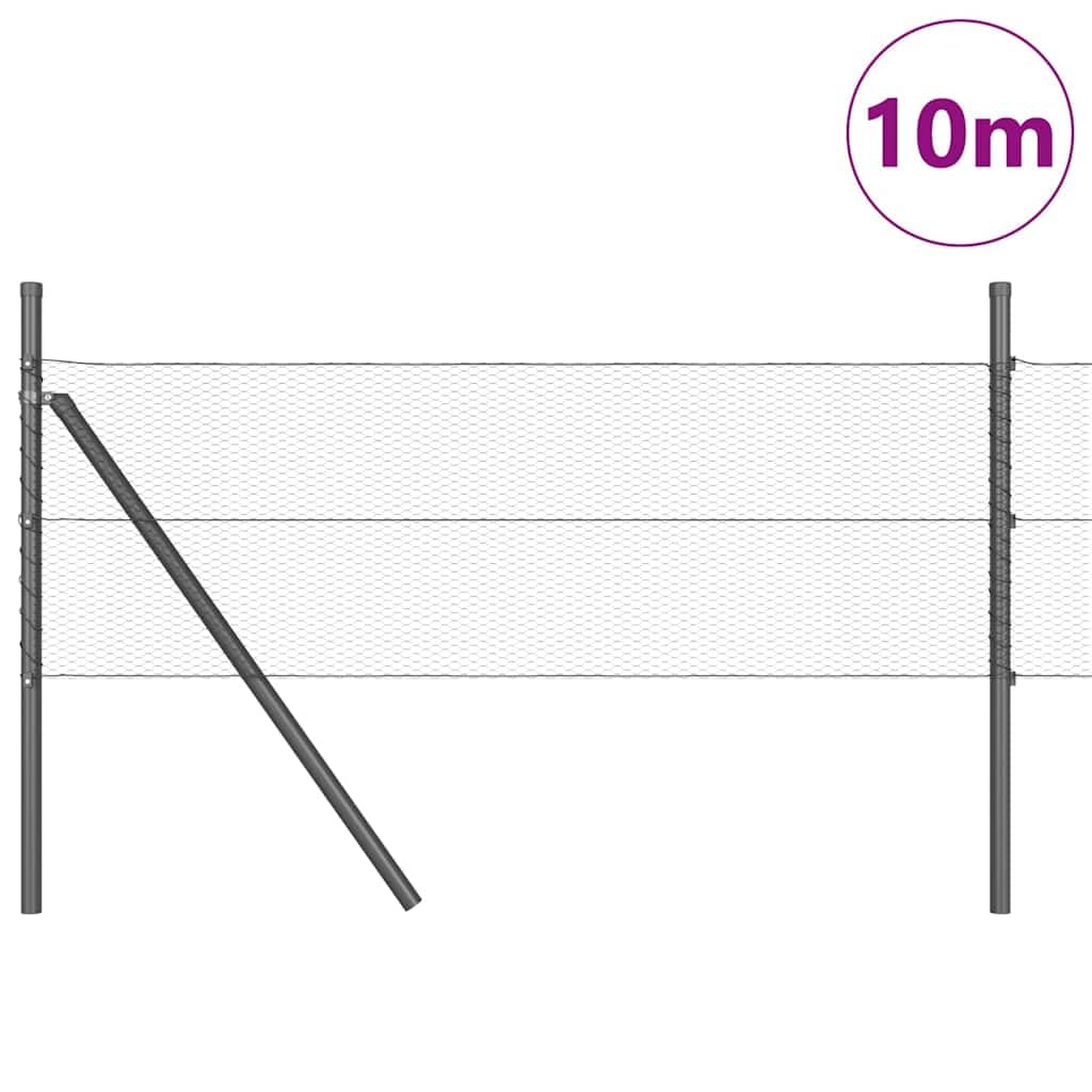 Set Recinzione Giardino con 7 Pali Acciaio PVC Grigio 10x0,8m