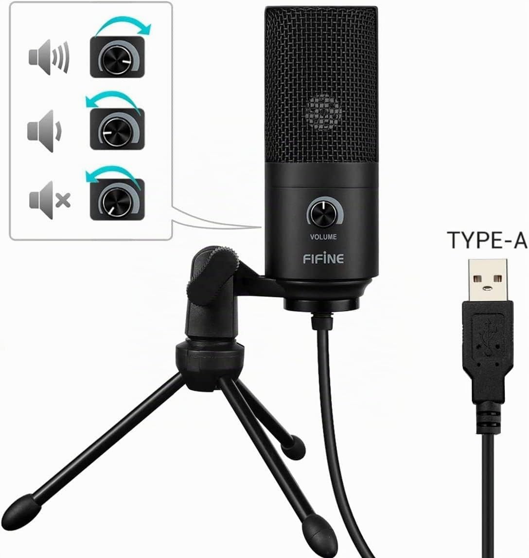 FIFINE USB Micro PC à Condensateur, Microphone Gamer pour Ordinateur PS4/PS5, Micro de Bureau de Studio Streaming Mac Windows - K669B