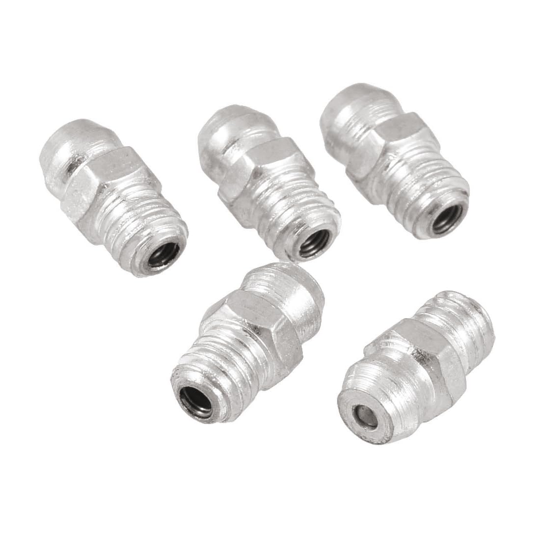 Unifizz 5 Pcs Male Thread Straight Metal M6x1 Grease Nipple Zerk Nozzle-image-1