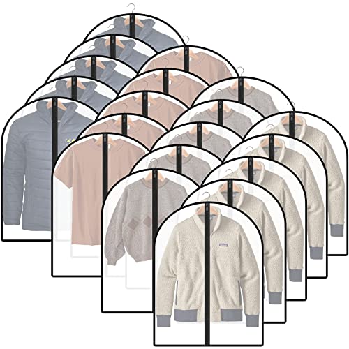 GOYADA 20 PCS Housses de Vêtements, Housse Vetements à Suspendre, Housses de Protection avec zip pour Chemsie/Veste/T-shirt, Anti Poussière Etanche Mite Humidité -...