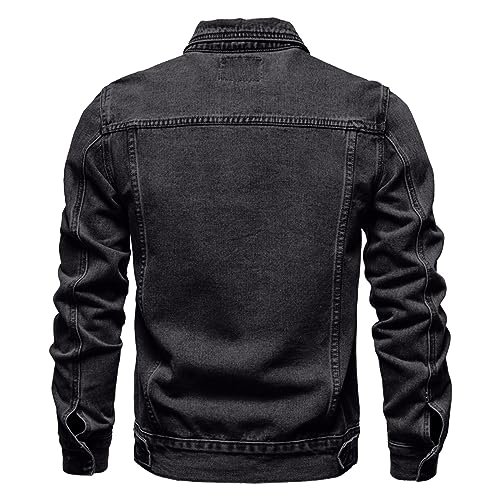 Men's Denim Jackets Solid Classic Multi-Pocket Loose Casual Trendy Jackets3