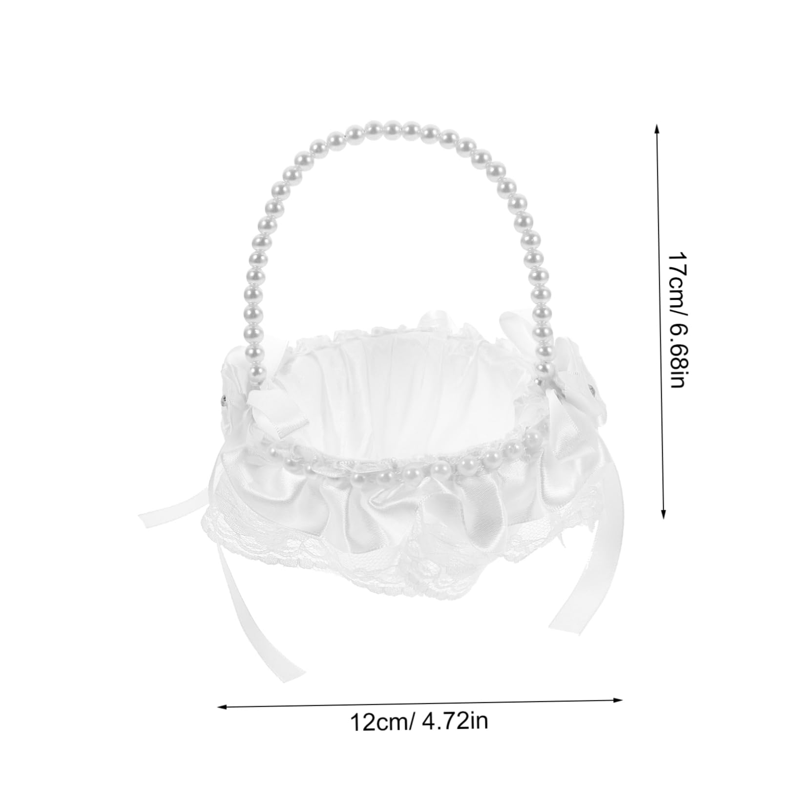 Alipis 4pièces Panier Fleuri Dentelle Romantique Pour Demoiselle Honneur Panier à Bonbons Élégant Avec Poignée Perles Pour Mariage Décoration De Cérémonie Et Transport De Fleurs