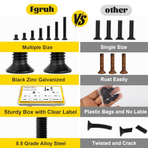 Image of 760pcs M4 Flat Head Screws Assortment Kit, M4x6 /8 /10 /12 /16 /18 /20 mm