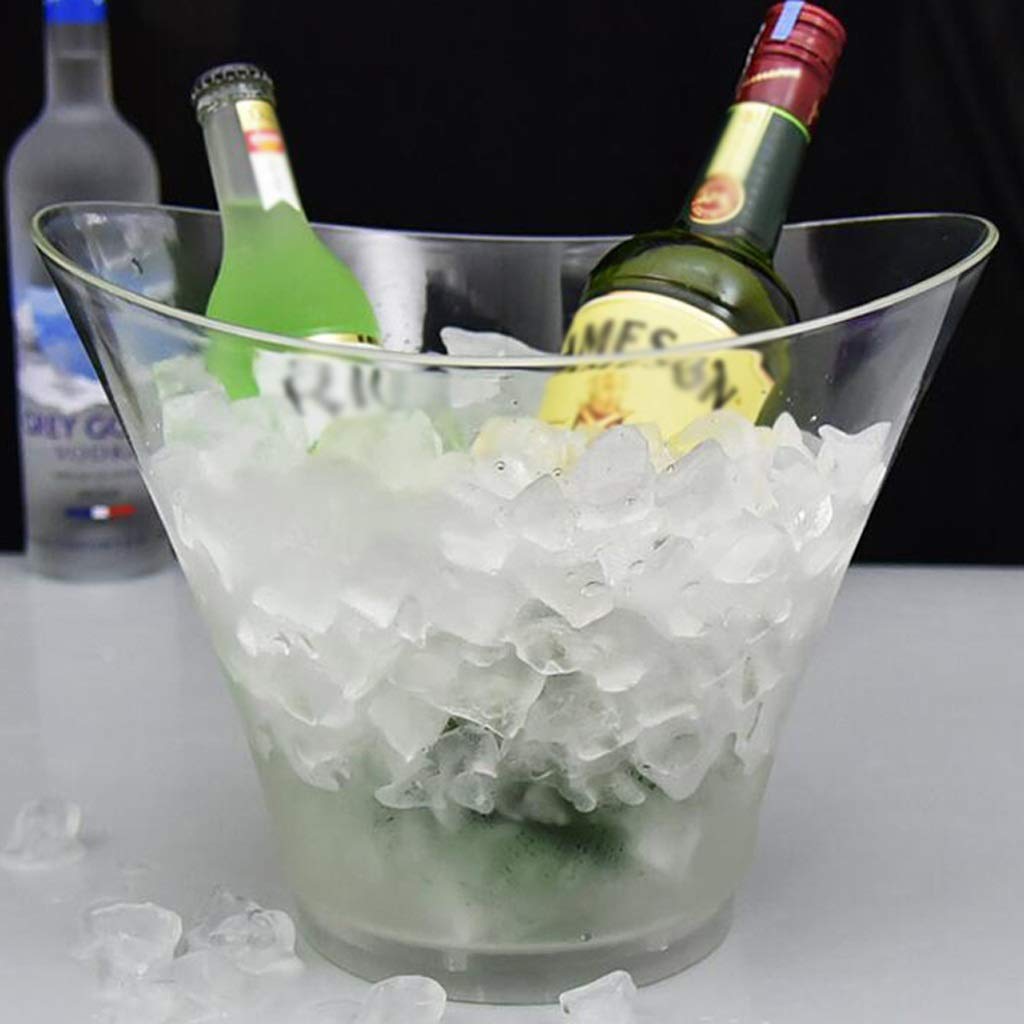 Seau à glace 6 Litres LED Seau À Glace Grande Capacité Refroidisseur De Vin LED Étanche Rétro Champagne Vin Boissons Seau À Bière, Alimentation Par 4 Piles AAA, for Fête Maison Bar Garde la glace froi