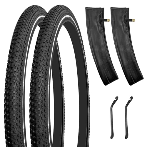 2 Pack Bike Tire Set Thicken Wear-Resistant 26x2.125 Bicycle Tires with 2 Inner Tubes 26 Inch Bicycle Tires for Mountain Commuter Touring Bike