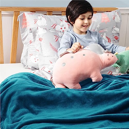 Image of Bedsure GentleSoft Bedding Fleece Blanket for Girls and Boys - Soft Cozy Cute Small Throw Blankets for Travel, 43x55 Inches,Teal Blue
