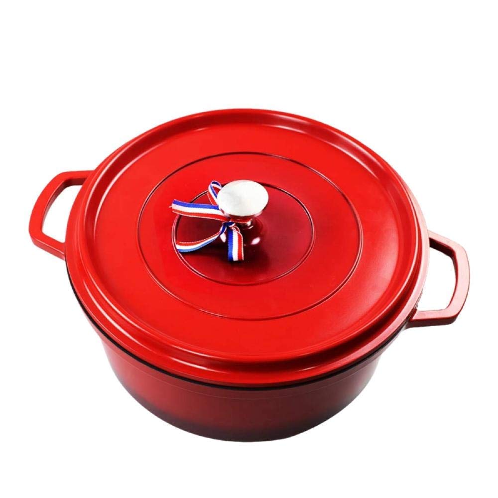 Cocotte en fonte antiadhésive rouge 3,8 L pour cuisiner sans attacher les aliments
