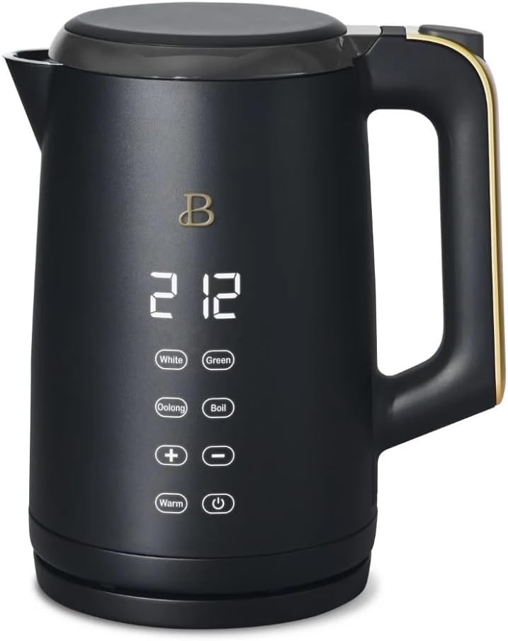 Beautiful 1.7-Liter Electric Kettle 1500 W with One-Touch Activation, Black Sesame by Drew Barrymore