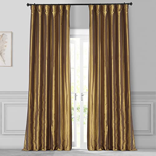 HPD Half Price Drapes Faux Silk Taffeta Curtains for Living Room 50 X 120 (1 Panel), PTCH-JTSP404-120, Golden Spice