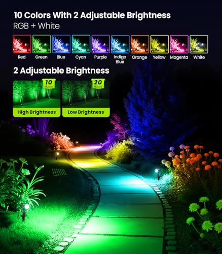 CLY Reflektor Solarny RGB Lampa Solarna RGB Z Pilotem IP66 Reflektor LED | 10 Kolorów 6 Jasności 30 Trybów Dynamicznych