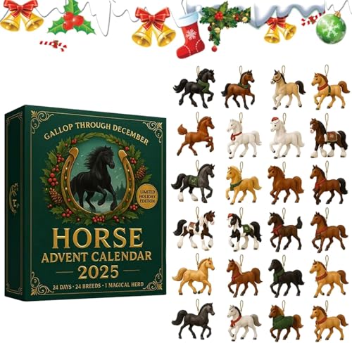 Horse Advent Calendar 2025, Christmas Countdown Calendar with 24 Unique Horses Figurines, Holiday Gift Calendars for Horse Lovers, Collectors, And Seasonal Home Décor