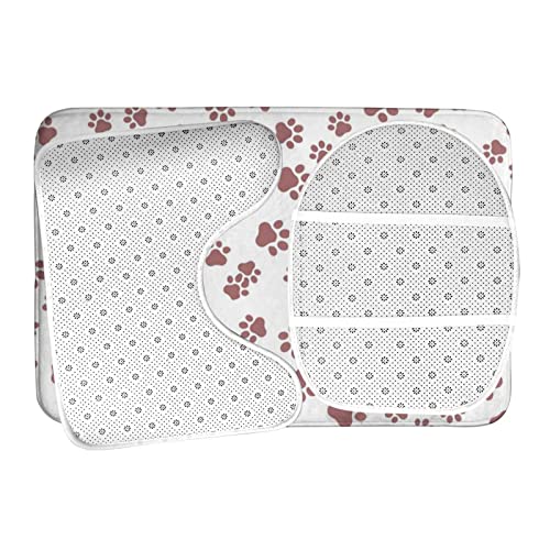 DIRYKILP Badematte + Konturmatte + Toilettendeckelbezug, Niedlicher Hund Melone Druck 3 Stück Badematte Set, mit rutschfester Klebeunterseite – Bild 7