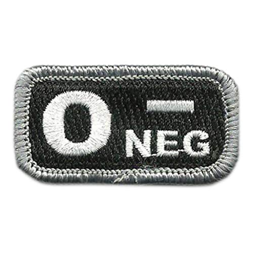 Tactical Blood Type Patches -"Type O Negative" - 2"x1" (Black & White)