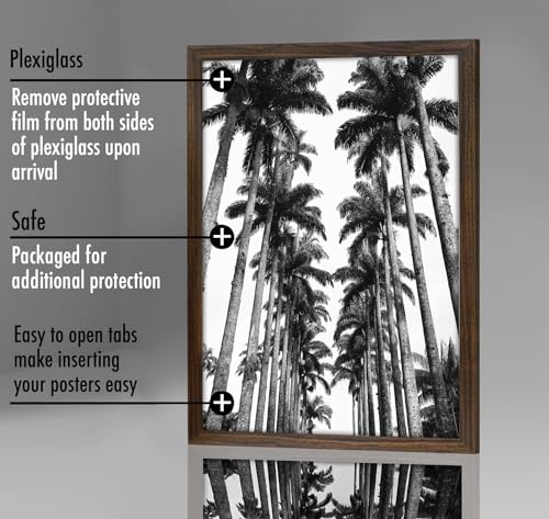 Americanflat 22x28 Poster Frame with Polished Plexiglass - Wide Picture Frames Made of Engineered Wood for Vertical or Horizontal Wall Display - Epic Collection - Mahogany