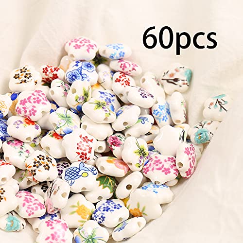 HERZWILD 120Pcs Ceramic Beads Blue Printed Flower Round Chinese Porcelain Beads for DIY Jewellery Arts Crafts Necklace Bangle 8mm - Image 2