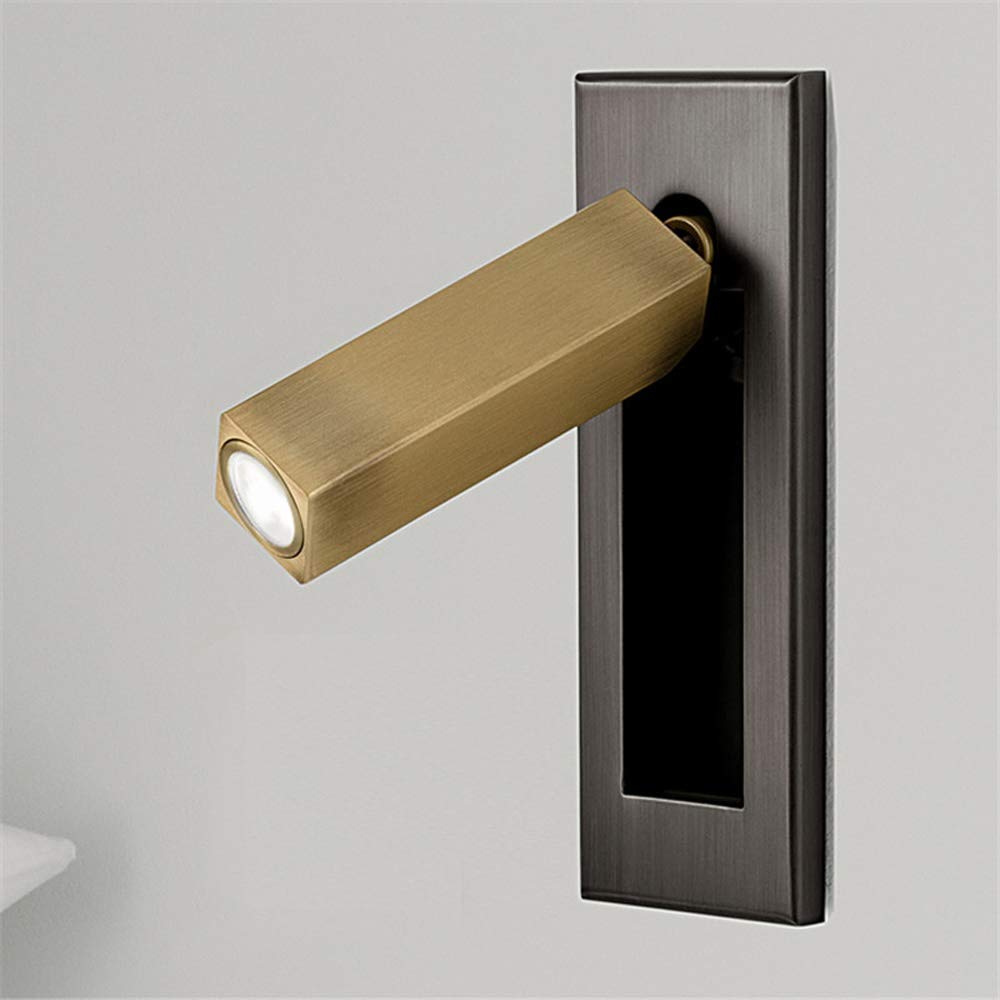 Lampe murale LED noire et dorée design moderne épuré sans interrupteur pour chevet