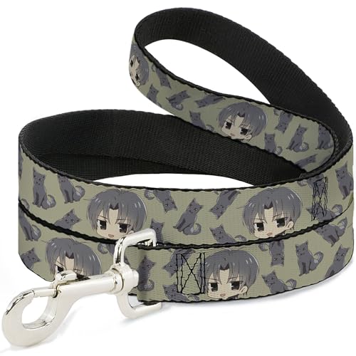 Crunchyroll-Pet-Leash-Dog-Leash-Fruits-Basket-Chibi-Shigure-Soma-and-Dog-Scattered-Olive-Gray-6-Feet-Long-15-Inch-Wide