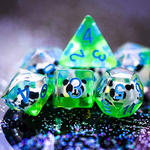 Image of Cusdie 7-Die DND Dice, Polyhedral Dice Set Filled with Animal, Animal Dice Set for Role Playing Game D&D Dice (Panda)