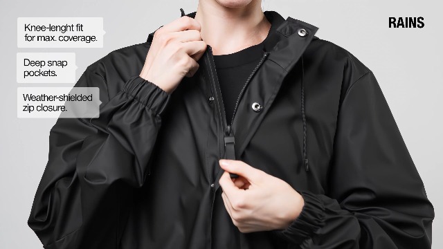 RAINS Fishtail Rain Parka – Waterproof Longline Raincoat, Men and