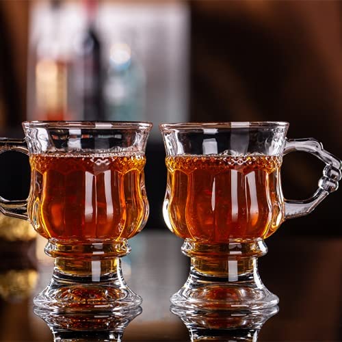 Image of MULTI ZONE 250 ML Crystal Clear Toughened Glass Tea Cup with Convenient Solid Handle Cups, Espresso Mug Set for Tea, Coffee, Hot /Cold Drinks (Round Tea Cup 250 ML, 6)