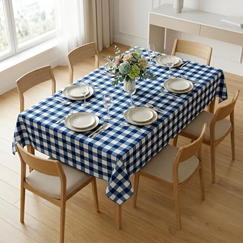 Image of BSB HOME 300 TC Table Cover for Dining Table, Premium Soft Washable Wrinkle & Fade Resistant Table Cloth for Home Kitchen Dining Room Decor, 90 x 60 Inches (228 x 152 cm) - Cobalt Blue