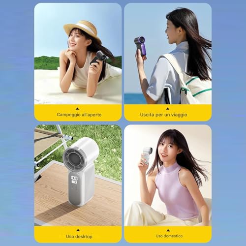 Ventilador de mano portátil recargable con flujo de aire regulable de 100 velocidades 5